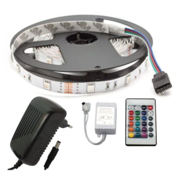 KIT FITA 150 LEDS 5050 12V 5M RGB C/ CONTROL IP20